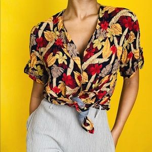 Leave him on red vintage blouse